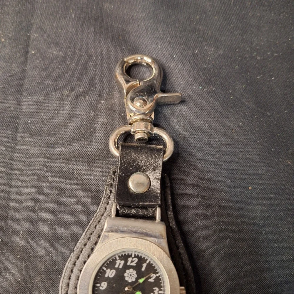 Golf Bag Watch Black‎ Leather Fob Japan Movement Water Resist Stainless Steel